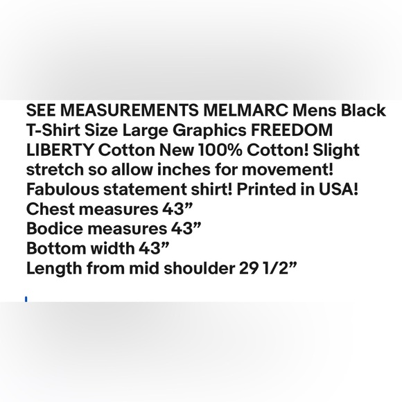 MELMARC Mens Black T-Shirt Size Large Graphics FREEDOM LIBERTY Cotton New - Picture 7 of 7